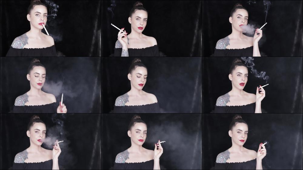 Smoking in Long Black Dress