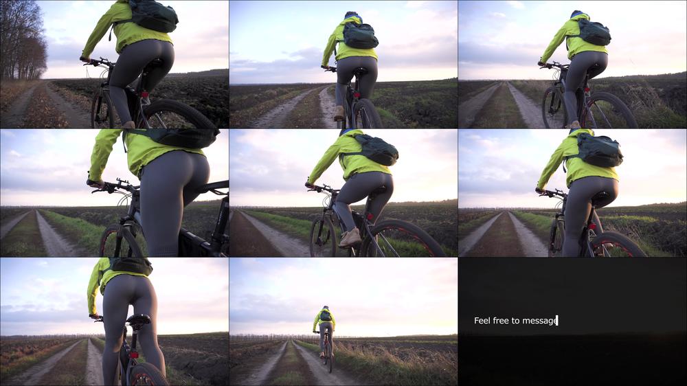 Real Amateur In Yoga Pants Riding A Bicycle View From Behind