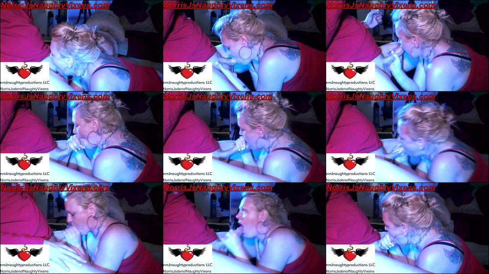 Tattooed Blond sucks my cock before sex