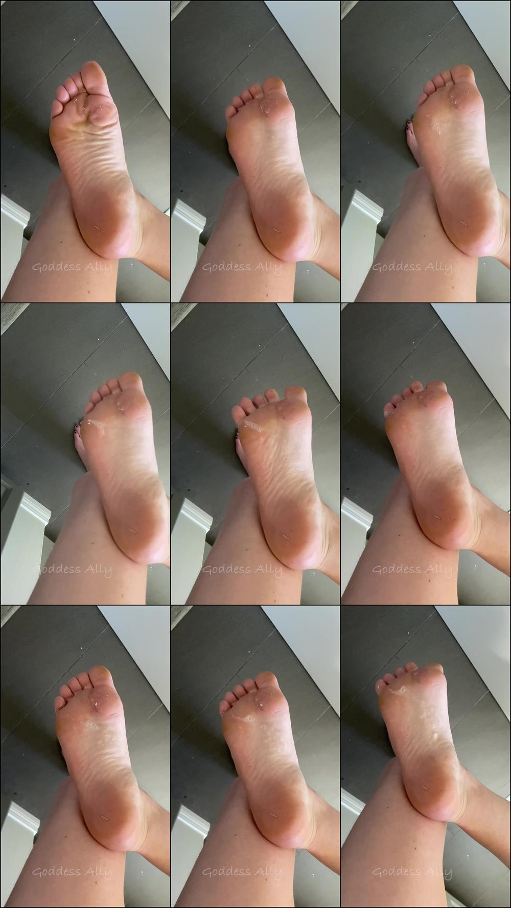 Spitting on my sweaty, smelly, big feet