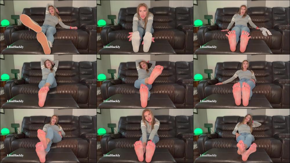 Lina is Showing off her bare soles