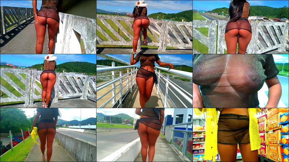 SEE THROUGH CLOTHES WALKING SHOWING OFF