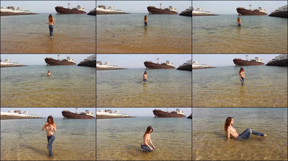Denim Jeans in the sea