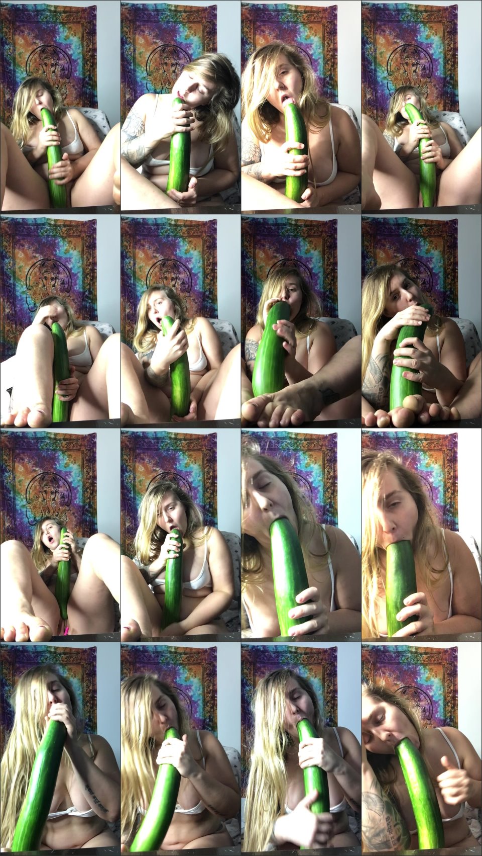 Embermae Sucking And Teasing Daddys 2Ft Cucumber