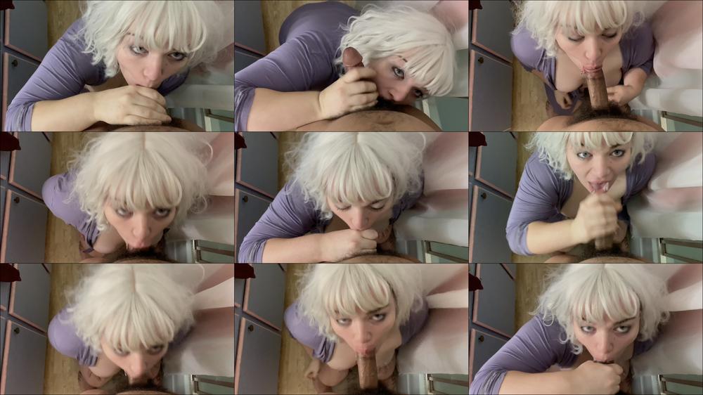 White Haired Slut Eats Cum 4k 60p
