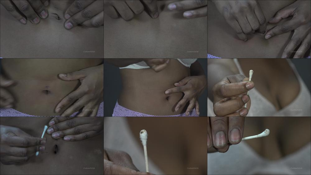 Sasha Shows Then Cleans Her Belly Button