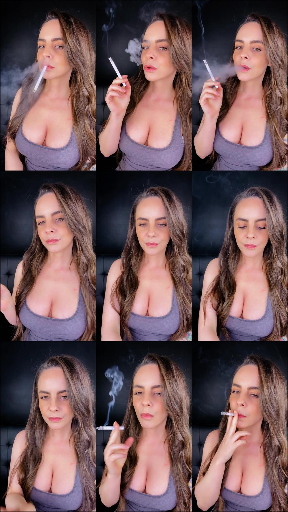 Smoking 100s in Gray Tank Top