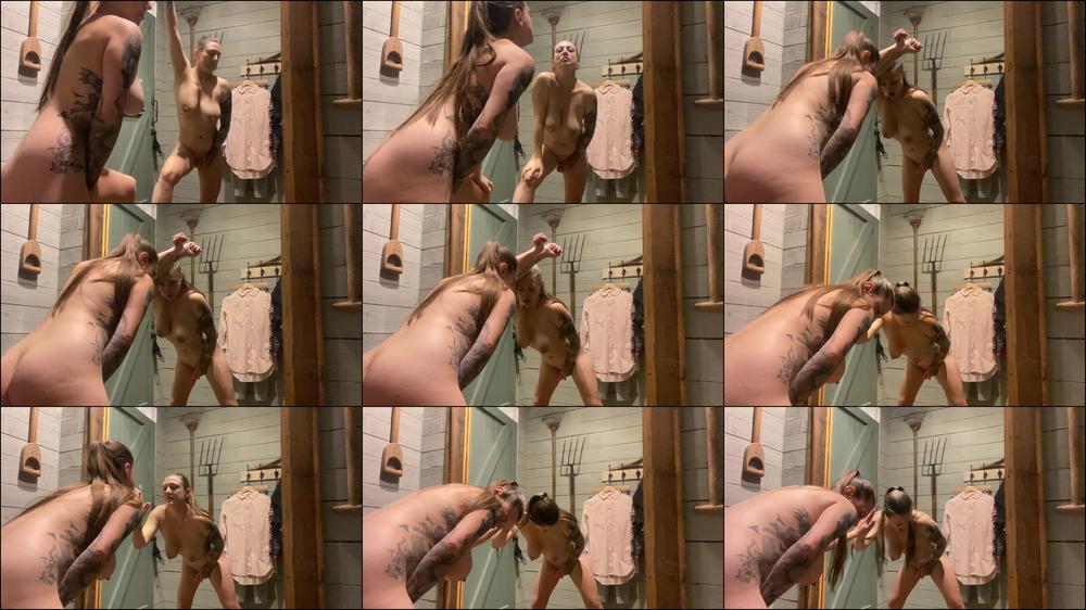 Orgasm Against Mirror in Changing Room