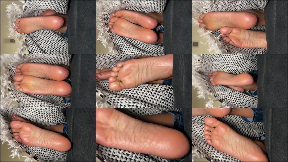 Floor Pov Ebony Feet Under A Blanket