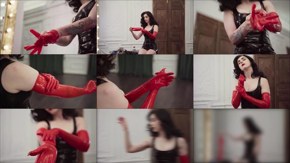 Fitting Red Latex Gloves Asmr