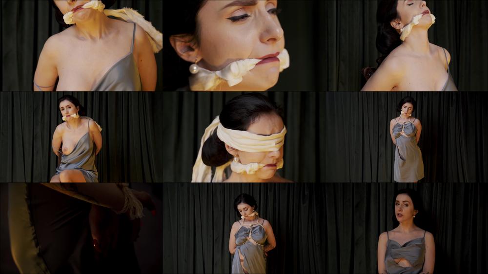 Blindfold Bondage In Satin Chemise