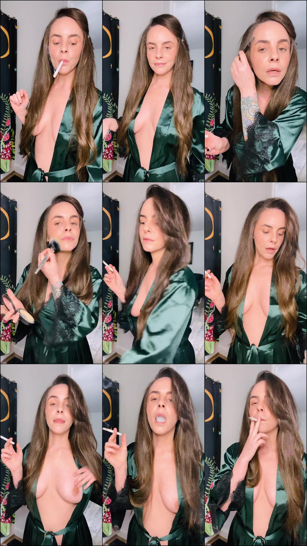 Smoking in Satin Robe