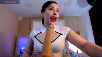 Luscious Licking of a Dildo, Deep in a Latin Girl's Mouth (Melted_Chocolate)