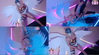 Angewomon Digimon:Oiled & Masturbation (Black Kitsune)