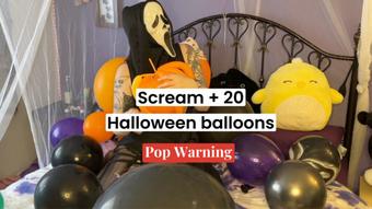 Masked SCREAM+20 Halloween BALLOONS- POPPING - January 31, 2024 (LoonaPop)