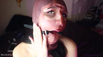 Dominatrixvera Latex Hood Gagged Blowjob Spit (DominatrixVera)