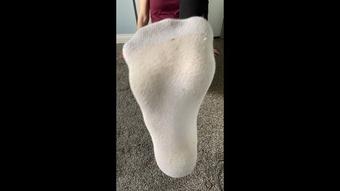 Taking off my dirty, sweaty, white socks (Goddess Ally Etana)