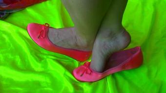 Coral Satin Flats Dangle (Goddess Vanessa)