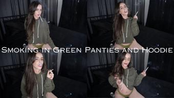 Smoking in Green Panties and Hoodie (Dani Lynn)