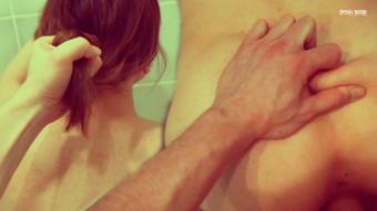 Real rough sex with brunette skinny teen in a bathroom (SpookyBoogie)