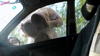 I wash the car with my huge boobs (NinaDoll)