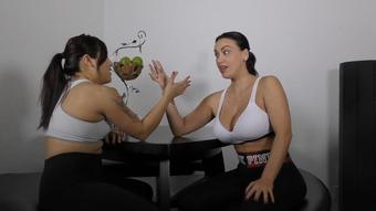 Megan vs Lucie: Arm Wrestling (Alexis Rain)