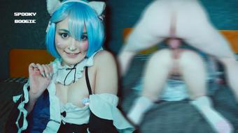 Subaru cum on Rem's face after deep anal (SpookyBoogie)