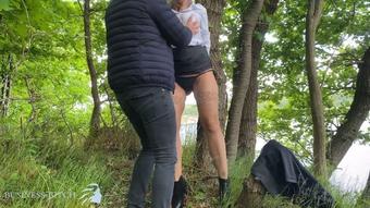 Business Bitch Secretary Roughly Used Outdoors In Woods (Business Bitch)