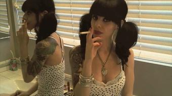 Smoking in Polka Dot Dress (Dani Lynn)
