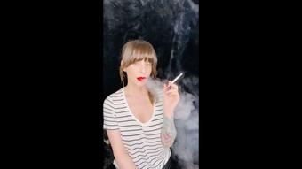 Smoking 100s in In Striped Shirt (Dani Lynn)