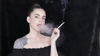 Smoking in Long Black Dress (Dani Lynn)