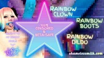 RAINBOW PIXEL PUMPER BETA SAFE BOOTWEARIN' CLOWN DILDO RIDE (moreshameless)
