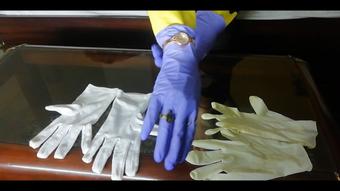 RUBBER, LATEX AND COTTON GLOVES ON MY HANDS (_Arlequin_)