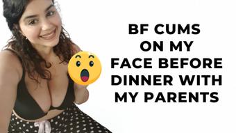 Cum on her face before meeting my parents (Lucia Gomez)