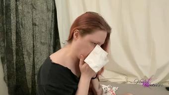 Sicks Girl Brushes Hair & Blows Nose (VioletOctober)