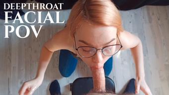 POV DEEPTHROAT | FACIAL | CUM ON FACE AND GLASSES (Alex Kaminsky PAWG)