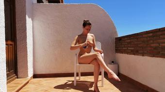Morning sun lotion nude outside (ScarlotRose)