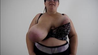 bounce HUGE titties out of 2 TIGHT  bras (NinaDoll)