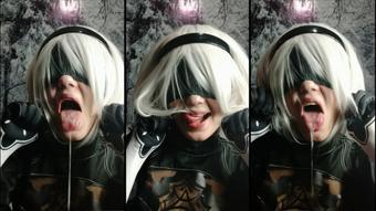 Nier Automata cosplay 2B ahegao face - Apr 8, 2020 (Lil cosplay slut)