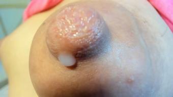 Sexy Woman Teases Herself by Licking Her Milky Nipples (Milking_Dreams)
