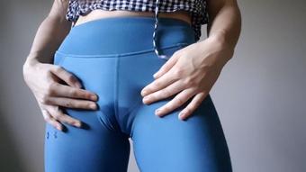 Peeing in Blue Leggings (Hazel Simone)