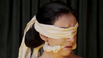 Blindfold Bondage In Satin Chemise (MissEllieMouse)