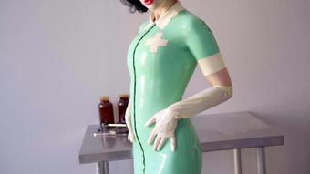 Nurse In Latex And Surgical Gloves (MissEllieMouse)