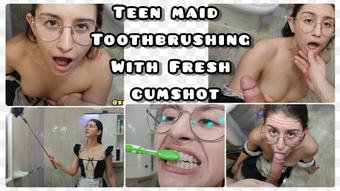 TEEN MAID TOOTHBRUSH WITH FRESH CUMSHOT (Shanaxnow)
