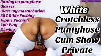 Josie4Yourpleasure White Crotchless Pantyhose Cum Show Pvt (Josie4yourpleasure)