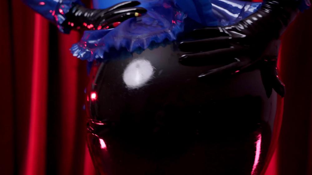 Asmr Blue Latex Blouse And Sweat