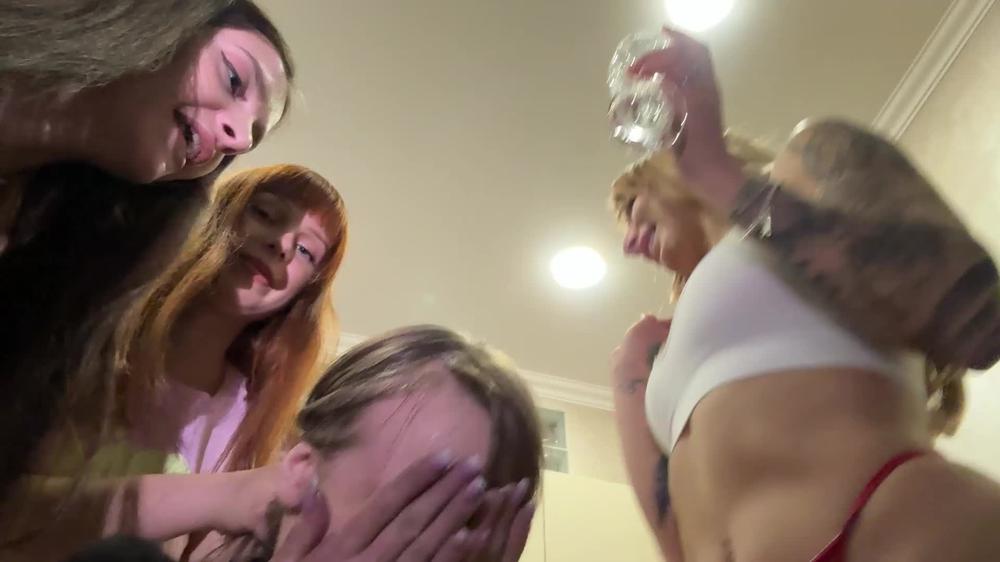 ppfemdom - Group Lesbian Humiliation With Spit, Waste, And Water With Dirty Socks