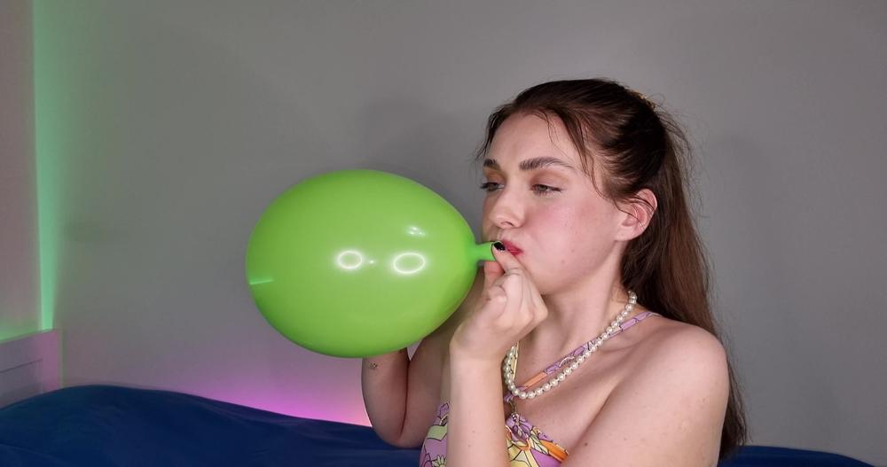 Wetschoolgirl Balloon Blowing And Cheeks Puffing