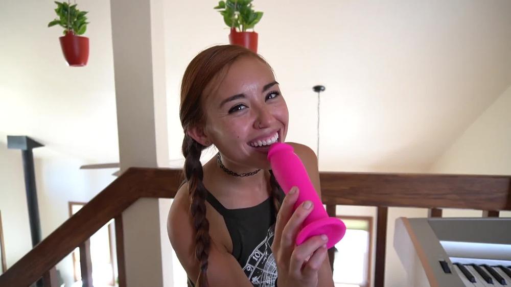 Playful Silly Face Dildo Sucking