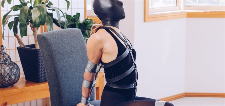 Mina Velvet Thong Bodysuit And Panic Hood
